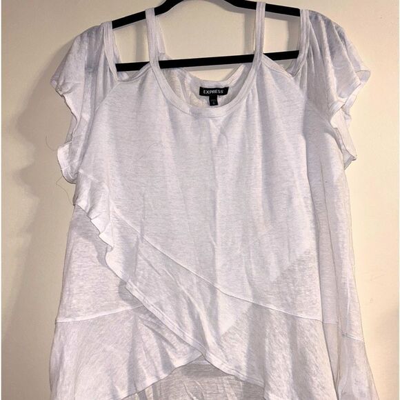 Express cold shoulder flowy layered blouse size small - Picture 1 of 5